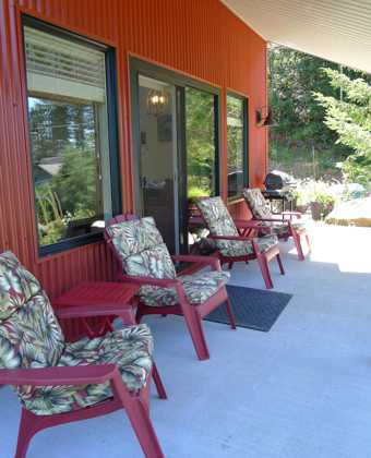 Whalebone Cove Cabin, front deck